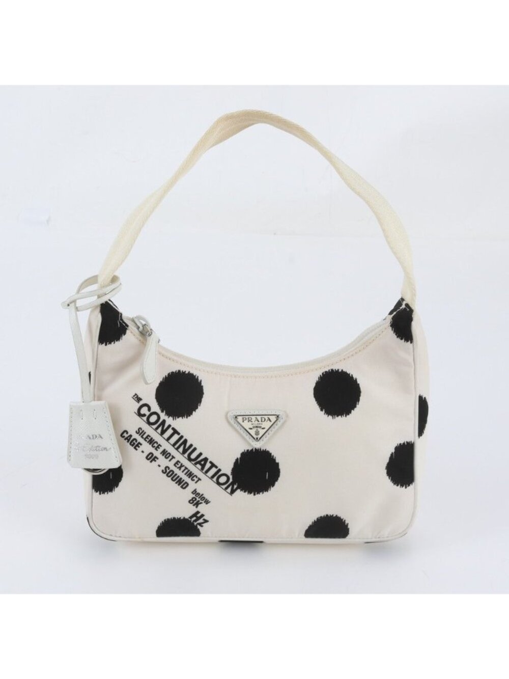 Prada Re-Nylon Triangle Logo Dot Pattern Leather Shoulder Bag Hand
